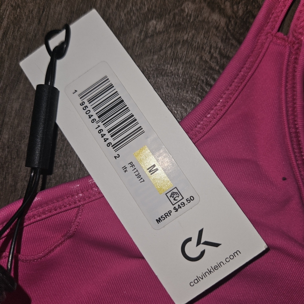 💗Calvin Klein Pink Performance Athletic Strappy Crop Top Tank - Size Medium NWT - Picture 7 of 10